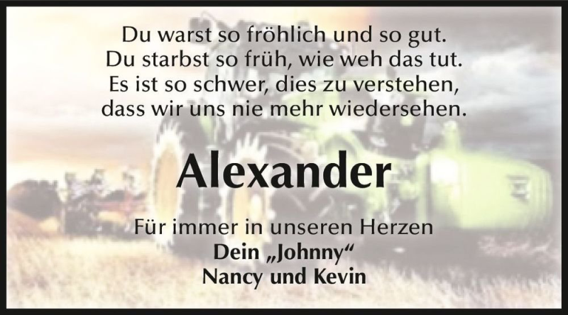 Traueranzeige für Alexander  vom 23.04.2022 aus Magdeburger Volksstimme