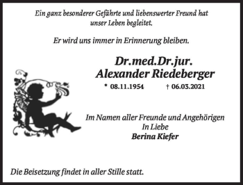 Traueranzeige von Alexander Riedeberger  von Magdeburger Volksstimme