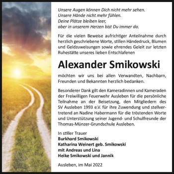 Traueranzeige von Alexander Smikowski  von Magdeburger Volksstimme