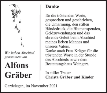 Traueranzeige von Alfons Gräber  von Magdeburger Volksstimme