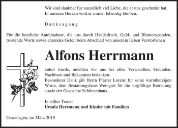 Traueranzeige von Alfons Herrmann  von Magdeburger Volksstimme