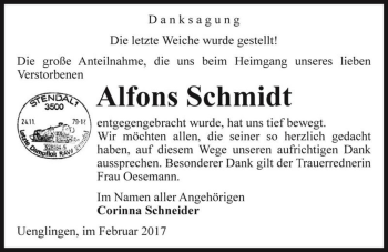 Traueranzeige von Alfons Schmidt  von Magdeburger Volksstimme