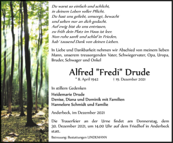 Traueranzeige von Alfred 