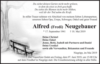 Traueranzeige von Alfred (Fredi) Neugebauer  von Magdeburger Volksstimme