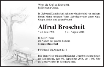 Traueranzeige von Alfred Broscheit  von Magdeburger Volksstimme
