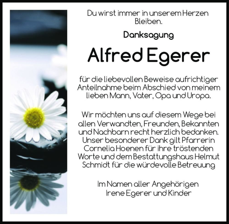  Traueranzeige für Alfred Egerer  vom 15.02.2020 aus Magdeburger Volksstimme