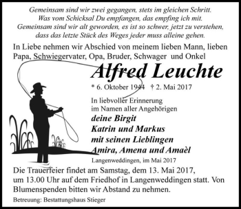 Traueranzeige von Alfred Leuchte  von Magdeburger Volksstimme