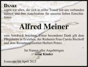 Traueranzeige von Alfred Meiner  von Magdeburger Volksstimme