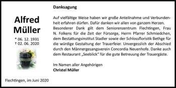 Traueranzeige von Alfred Müller  von Magdeburger Volksstimme