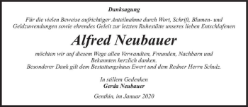 Traueranzeige von Alfred Neubauer  von Magdeburger Volksstimme