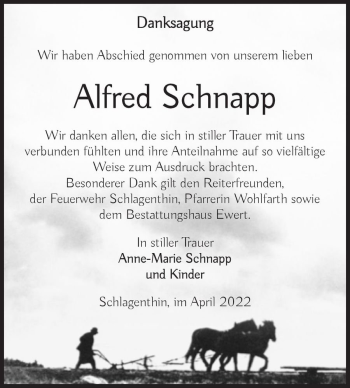 Traueranzeige von Alfred Schnapp  von Magdeburger Volksstimme