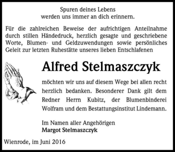 Traueranzeige von Alfred Stelmaszczyk  von Magdeburger Volksstimme