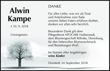 Traueranzeige von Alwin Kampe  von Magdeburger Volksstimme