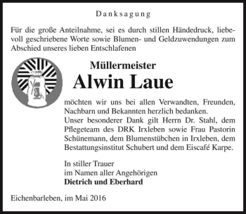 Traueranzeige von Alwin Laue  von Magdeburger Volksstimme