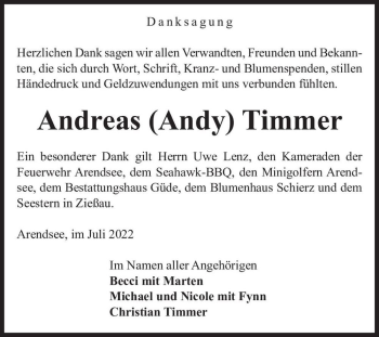 Traueranzeige von Andreas 