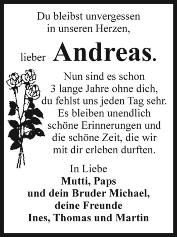 Traueranzeige von Andreas  von Magdeburger Volksstimme