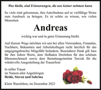 Traueranzeige von Andreas  von Magdeburger Volksstimme