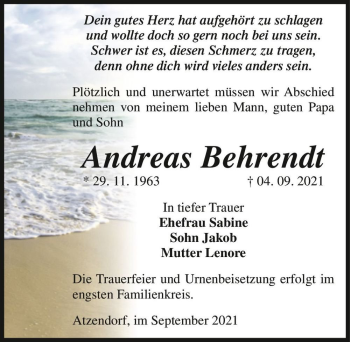 Traueranzeige von Andreas Behrendt  von Magdeburger Volksstimme