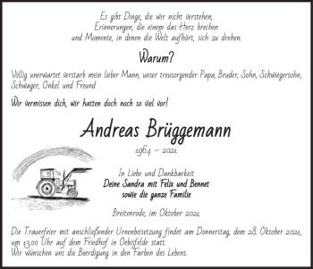 Traueranzeige von Andreas Brüggemann  von Magdeburger Volksstimme