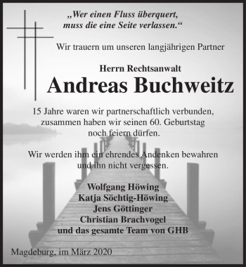 Traueranzeige von Andreas Buchweitz  von Magdeburger Volksstimme