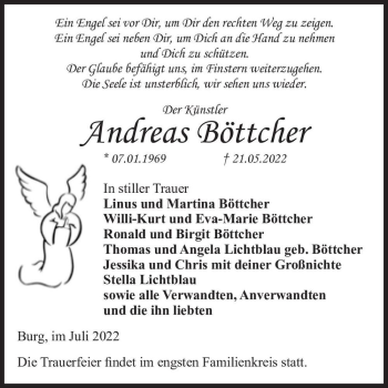 Traueranzeige von Andreas Böttcher  von Magdeburger Volksstimme