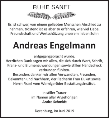 Traueranzeige von Andreas Engelmann  von Magdeburger Volksstimme