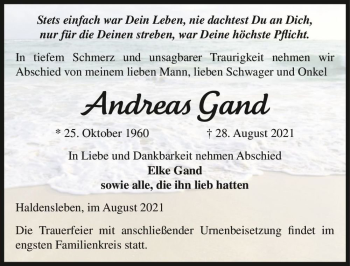 Traueranzeige von Andreas Gand  von Magdeburger Volksstimme
