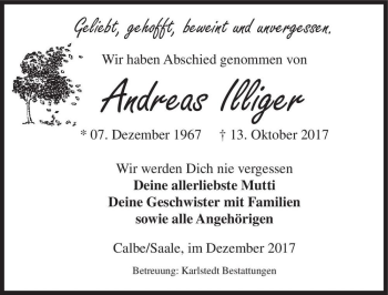 Traueranzeige von Andreas Illiger  von Magdeburger Volksstimme