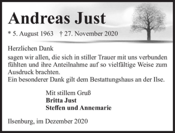 Traueranzeige von Andreas Just  von Magdeburger Volksstimme