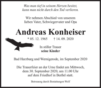 Traueranzeige von Andreas Kronheiser  von Magdeburger Volksstimme