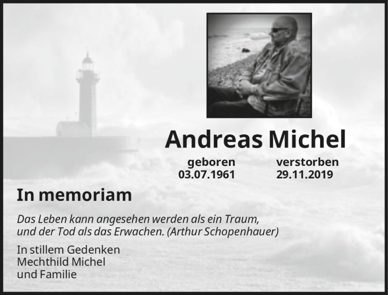  Traueranzeige für Andreas Michel  vom 28.11.2020 aus Magdeburger Volksstimme