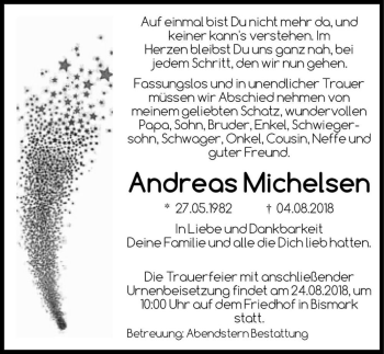 Traueranzeige von Andreas Michelsen  von Magdeburger Volksstimme