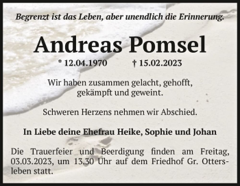 Traueranzeige von Andreas Pomsel  von Magdeburger Volksstimme