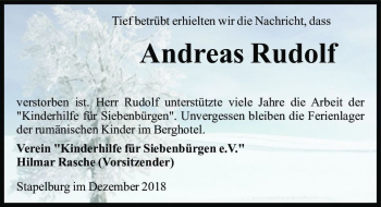 Traueranzeige von Andreas Rudolf  von Magdeburger Volksstimme