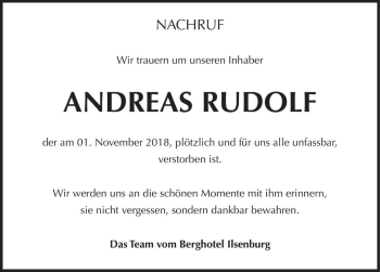 Traueranzeige von Andreas Rudolf  von Magdeburger Volksstimme