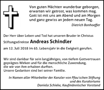Traueranzeige von Andreas Schindler  von Magdeburger Volksstimme