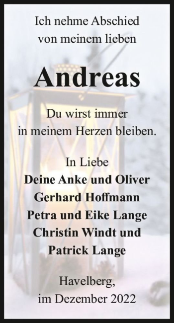Traueranzeige von Andreas Schröder  von Magdeburger Volksstimme