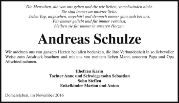 Traueranzeige von Andreas Schulze  von Magdeburger Volksstimme