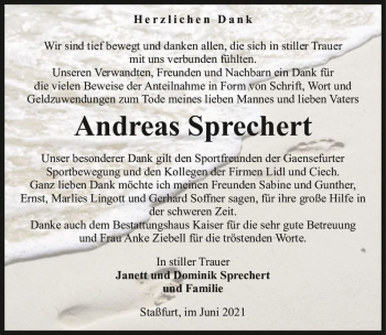Traueranzeige von Andreas Sprechert  von Magdeburger Volksstimme