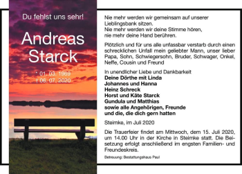 Traueranzeige von Andreas Starck  von Magdeburger Volksstimme