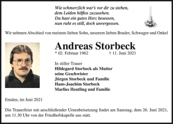 Traueranzeige von Andreas Storbeck  von Magdeburger Volksstimme