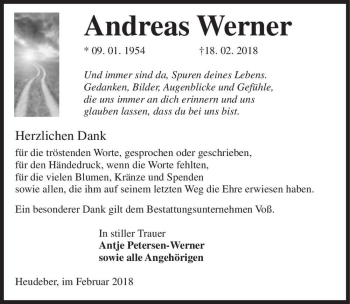 Traueranzeige von Andreas Werner  von Magdeburger Volksstimme