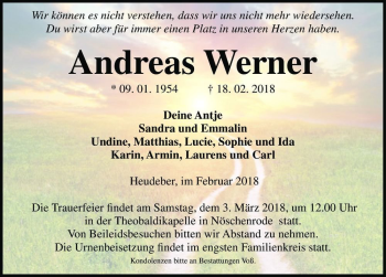 Traueranzeige von Andreas Werner  von Magdeburger Volksstimme
