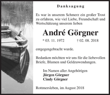 Traueranzeige von André Görgner  von Magdeburger Volksstimme