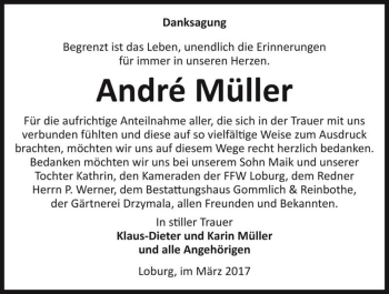 Traueranzeige von André Müller  von Magdeburger Volksstimme