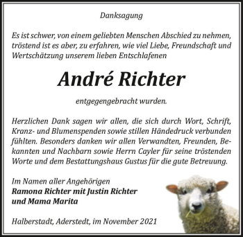Traueranzeige von André Richter  von Magdeburger Volksstimme