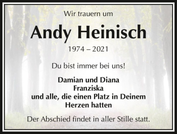 Traueranzeige von Andy Heinisch  von Magdeburger Volksstimme