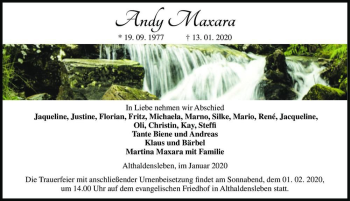 Traueranzeige von Andy Maxara  von Magdeburger Volksstimme