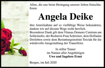 Traueranzeige von Angela Deike  von Magdeburger Volksstimme