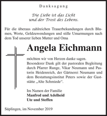 Traueranzeige von Angela Eichmann  von Magdeburger Volksstimme
